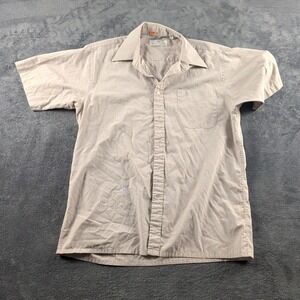 Giovanni Bertelli 7021 FL Shirt Button Down Short Sleeve Tan Size 16 1/2